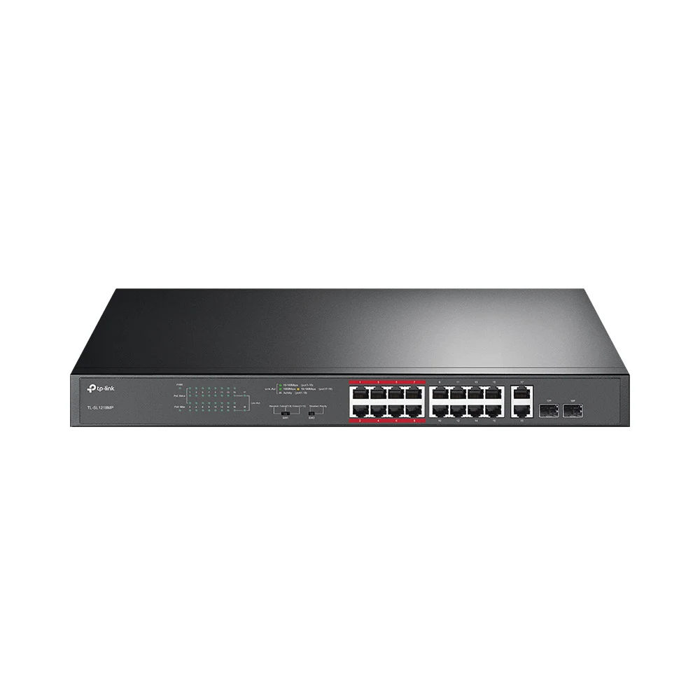Thiết bị mạng/ Switch TPLink TL-SL1218MP 16-Port 10/100Mbps PoE + 2-Port Gigabit